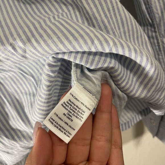 Vineyard Vines Easy Stripe Savannah Popover Tunic Top Long Sleeves Womens Blue S - Picture 5 of 11